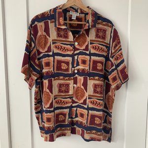 VINTAGE 100% SILK BUTTON UP SHIRT